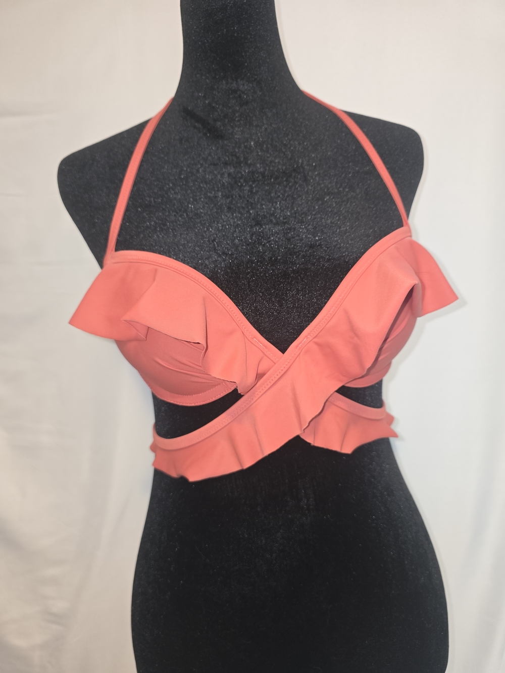 aerie Coral Halter Swim Top